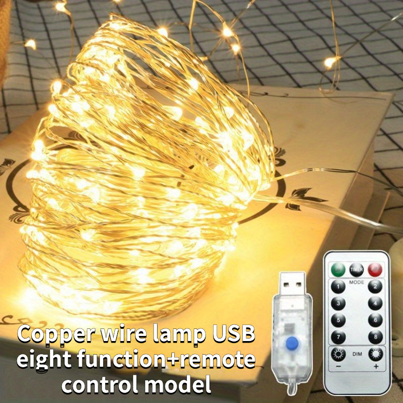 Usb Eight Function String Light, 100/130/160 Led Light, With Remote Control  And Timing Function, Without Battery, For Christmas Indoor And Outdoor  Decoration - Temu