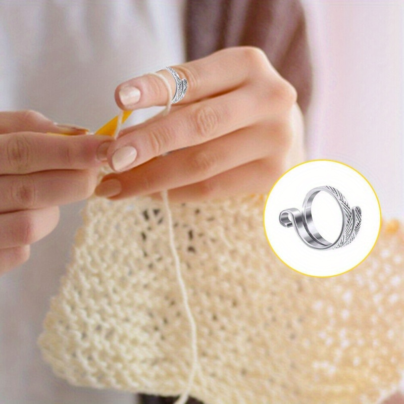 1pc Adjustable Knitting Loop Crochet Ring, Open Finger Ring