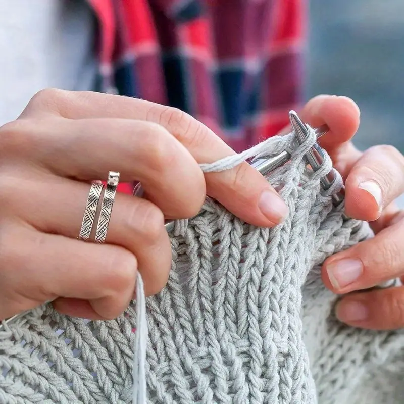 Knitting Crochet Loop Ring Fingers Adjustable Crochet - Temu