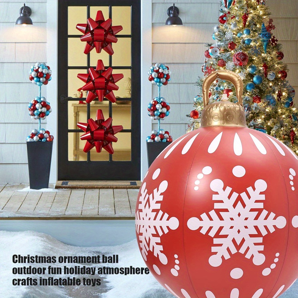 1pc Oversized Outdoor Christams Yard Ornament Inflatable Decorated Ball ...