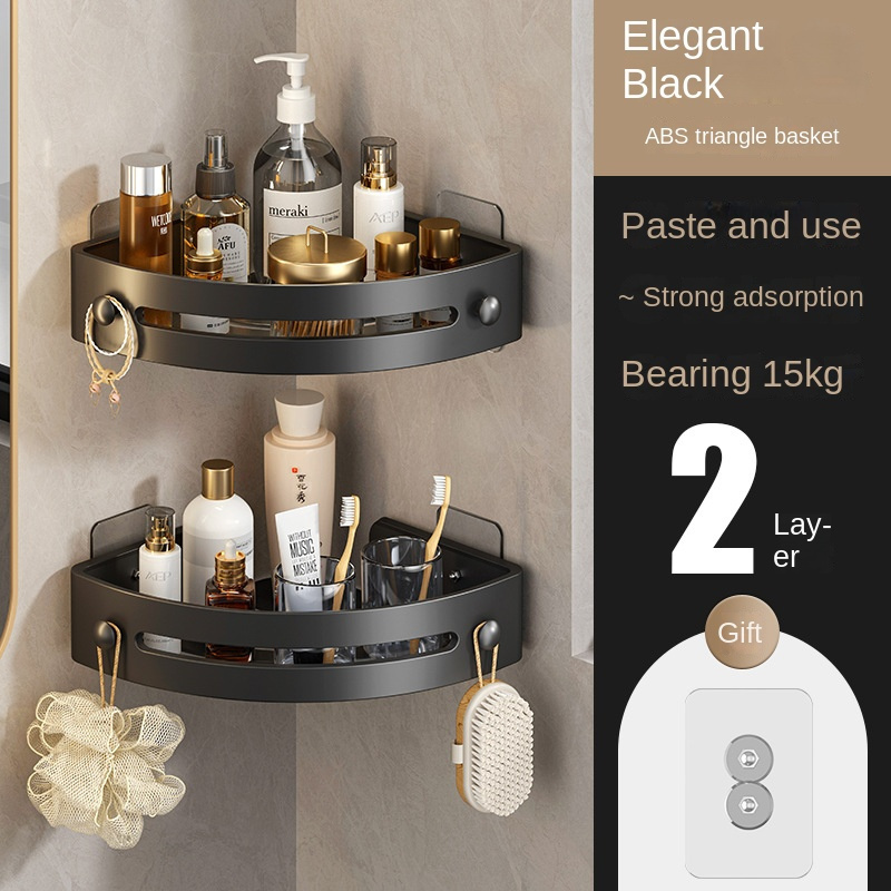 1pc Bathroom Storage Rack, Strong Adhesive Bathroom Shelf, Punch-free  Wall-mounted Plastic Storage Rack, Bathroom Accessories