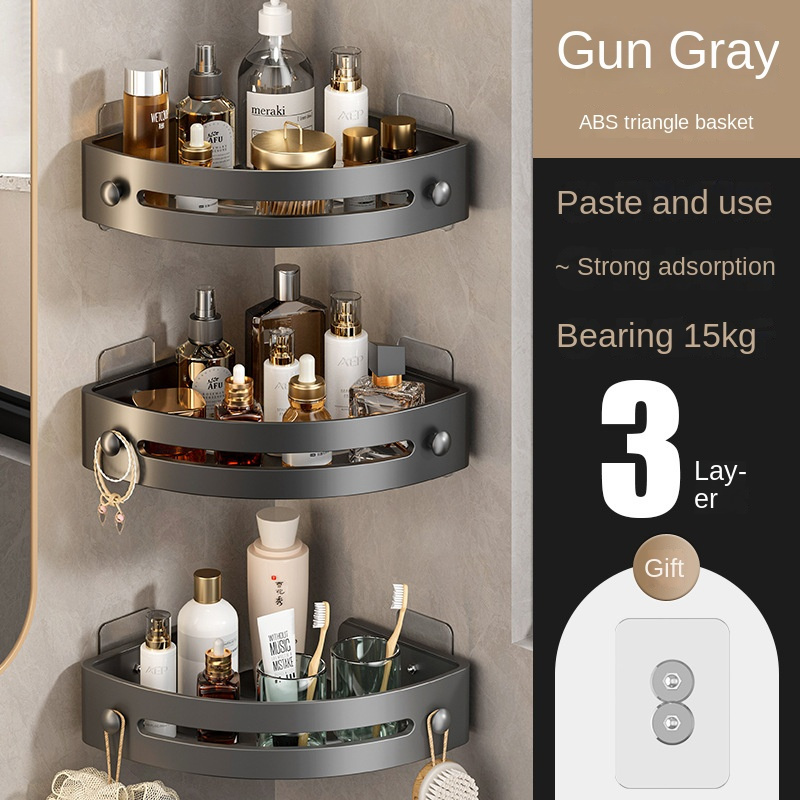 1pc Punch-free Bathroom Shelf, Multifunctional Storage Rack For Bathroom  Accessories