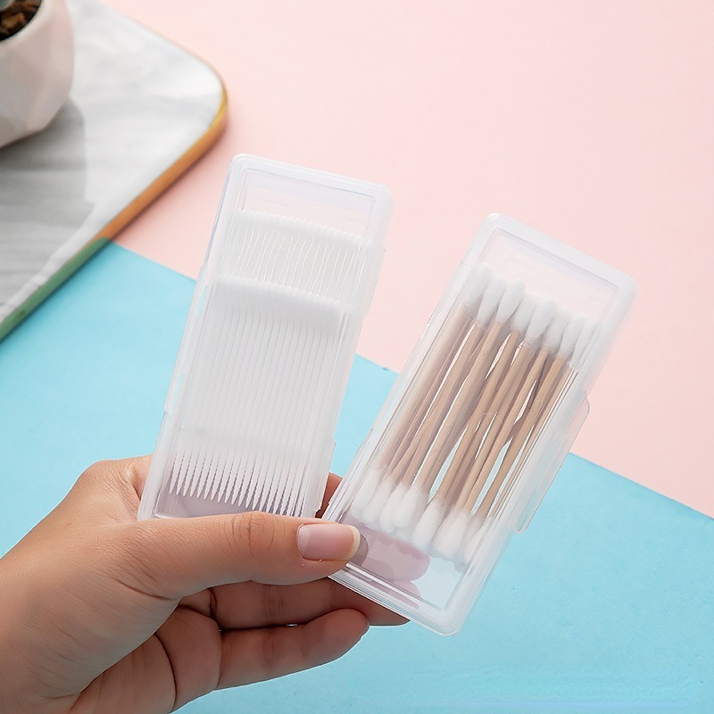 TEMU 2pcs Portable Small Makeup Cotton Swab Stick Jewelry Storage Box Lip Brushing Floss Earring Medicine Box