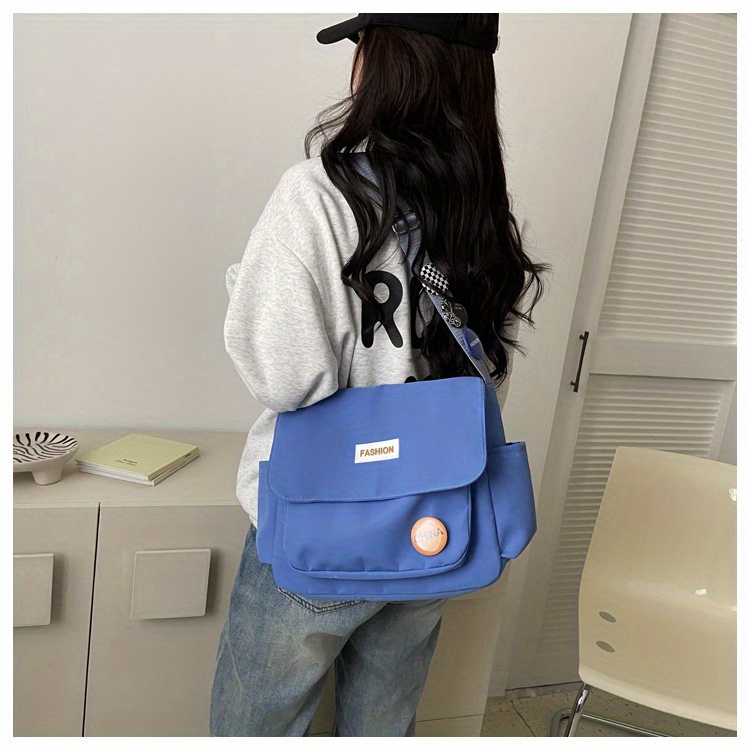 Aesthetic Nylon Messenger Bag, Large Capacity Travel Crossbody Bag, Casual  Flap Shoulder Bag For Students - Temu