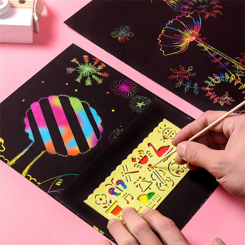 50pcs Rainbow Scratch Art Papers, Magic Rainbow Draft Paper Off Set Scratch  Crafts, Art Supplies Kit