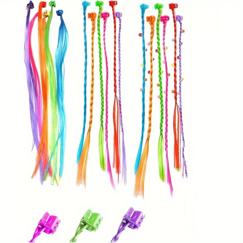 18Pzas. Extensiones de cabello de colores para niños con pinzas, accesorios  para peinar el cabello, accesorios para niñas y adolescentes, extensiones