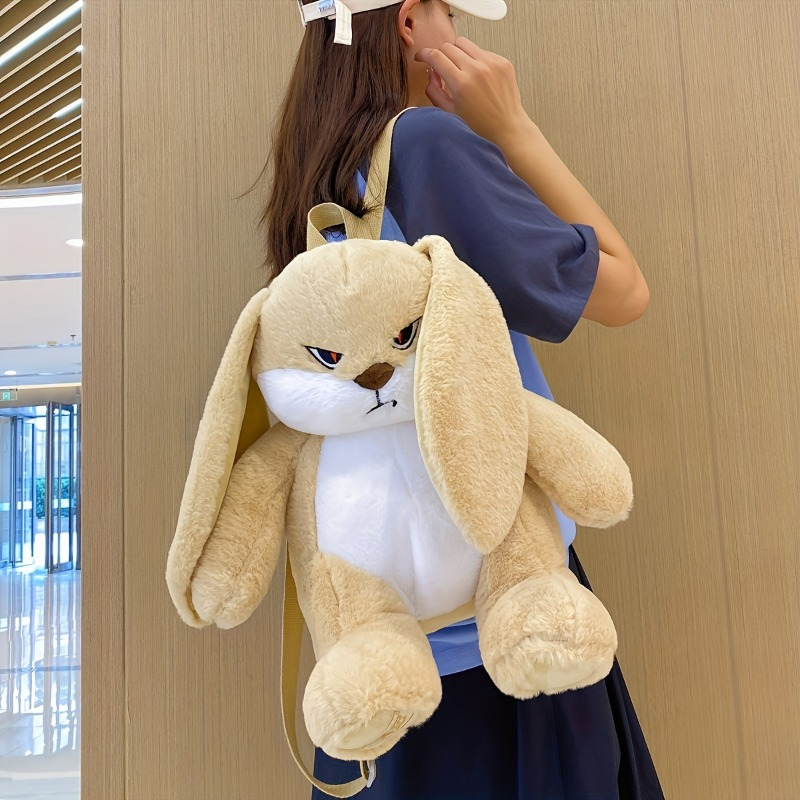 Women Girls Bunny Backpack Plush Mini Fluffy Rabbit Ear Backpack
