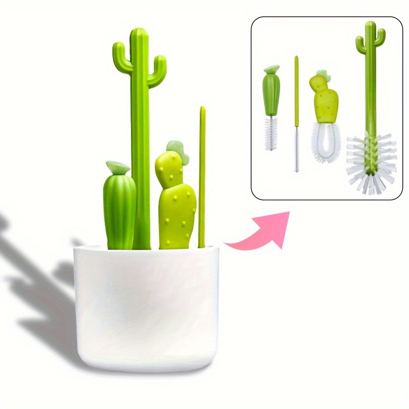 Sainal Cactus Shaped Cleaning Brush With Handle And Storage Stand,  Detachable Nano Fibre Cleaning Ball, Dish Pot Sink Washing Tool, Kitchen  Scrubber - Temu