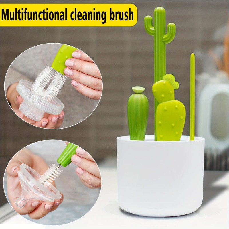 3 In 1 Bottle Gap Cleaner Brush Rotatable Multi-Functional Silicone Cup  Brush Creative Bottle Cleaning Brush Kitchen Accessories