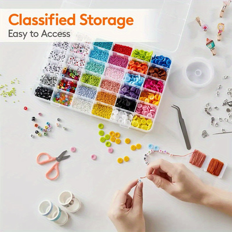 Beads Storage Box With Label Stickers Clear Plastic Storage - Temu