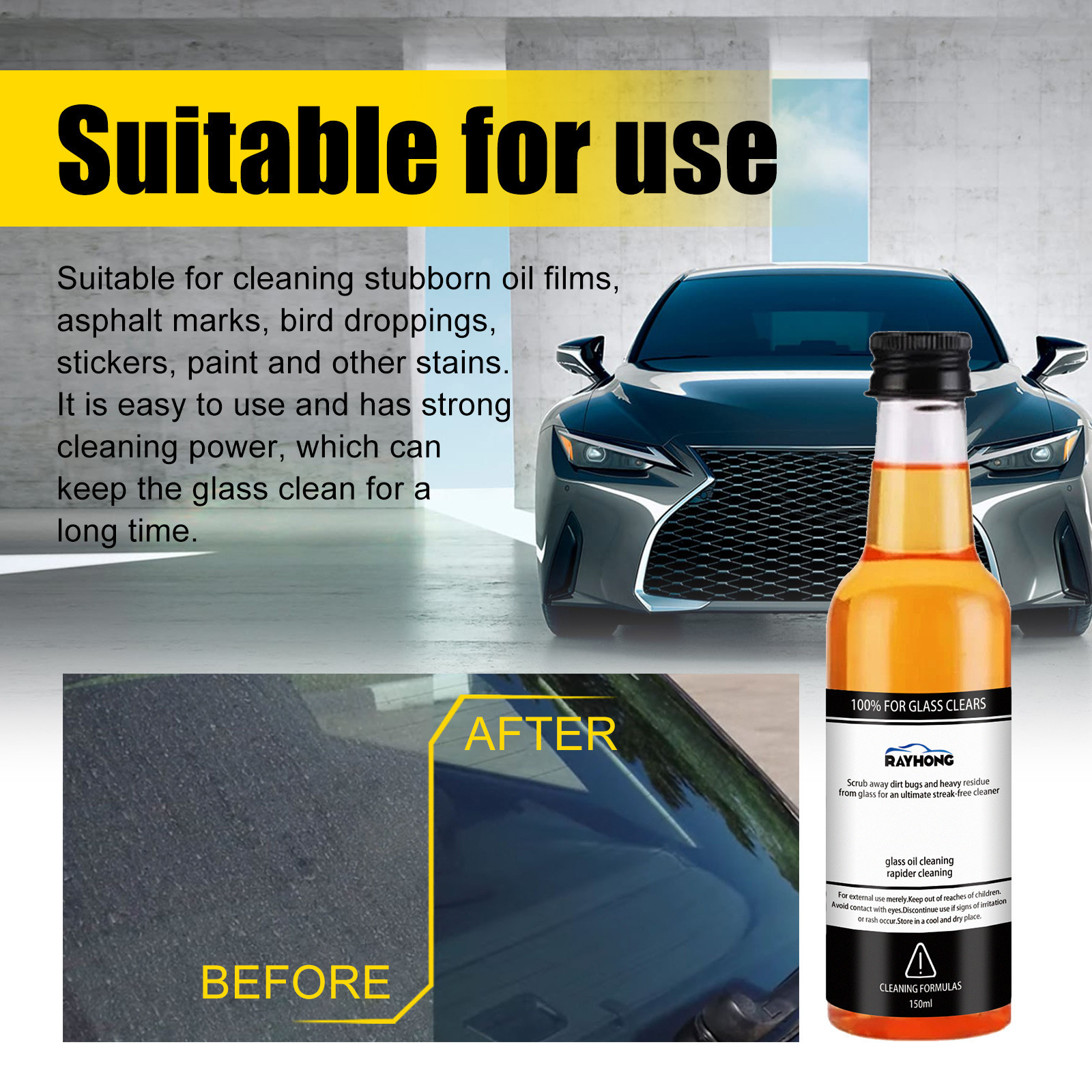 Rayhong Glass Oil Film Remover Car Front Windshield Window