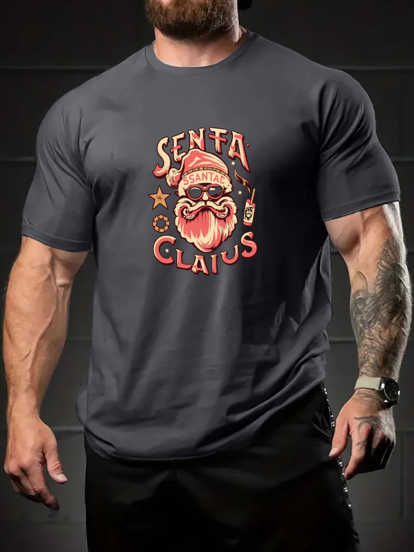 Camiseta De Feia De Papai Noel E Noite De Inverno Para Homens De