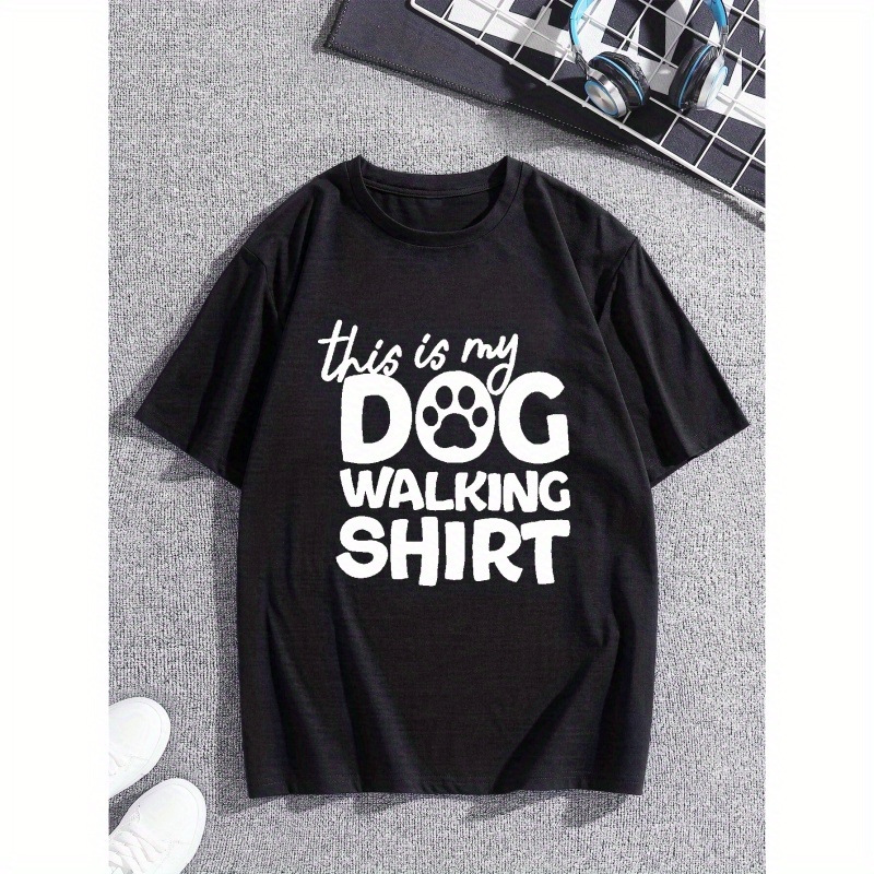 

Dog Walking Print Men's Casual Style T-shirt For Summer Outdoor