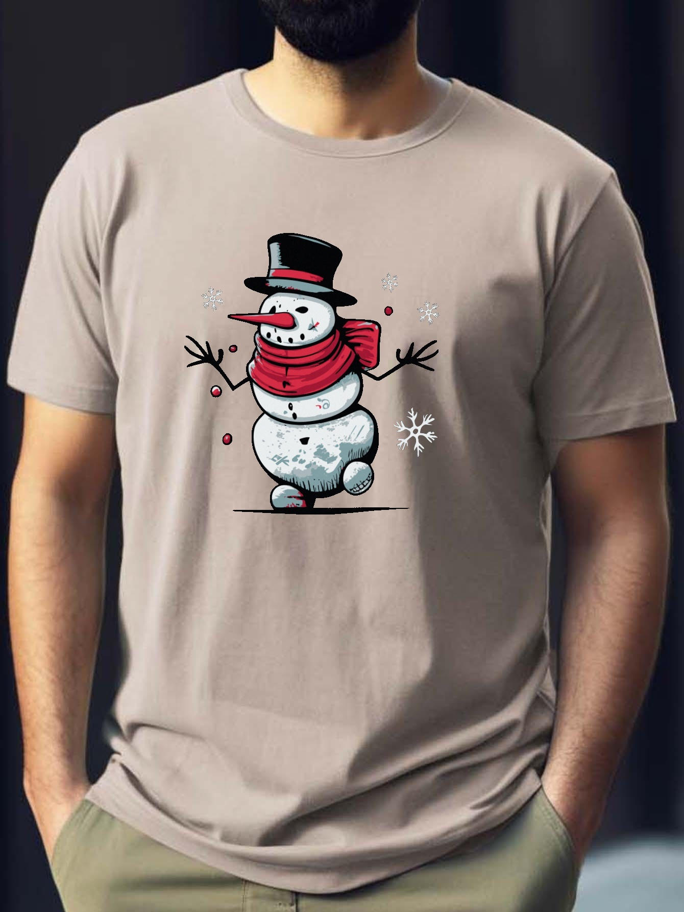 Camiseta Manga Corta Niño Cara Muñeco Nieve Navidad - Temu