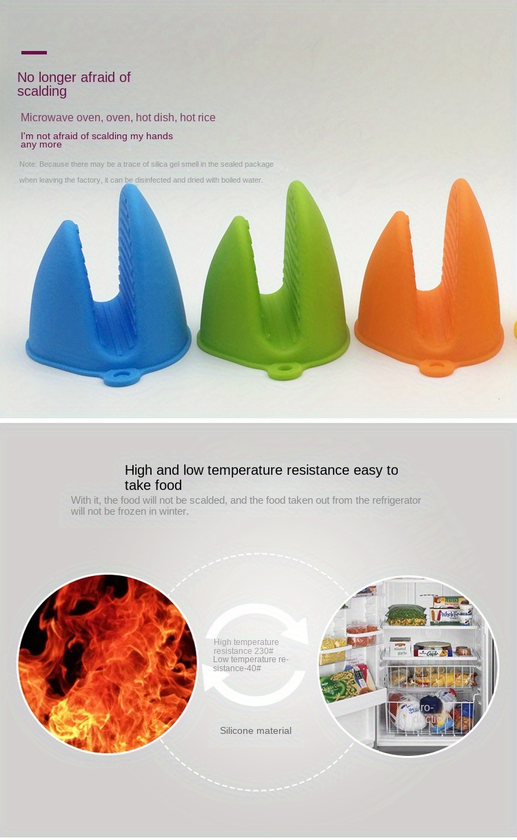 Silicone Pot Holders Silicone Hand Clip Solid Color Handle - Temu