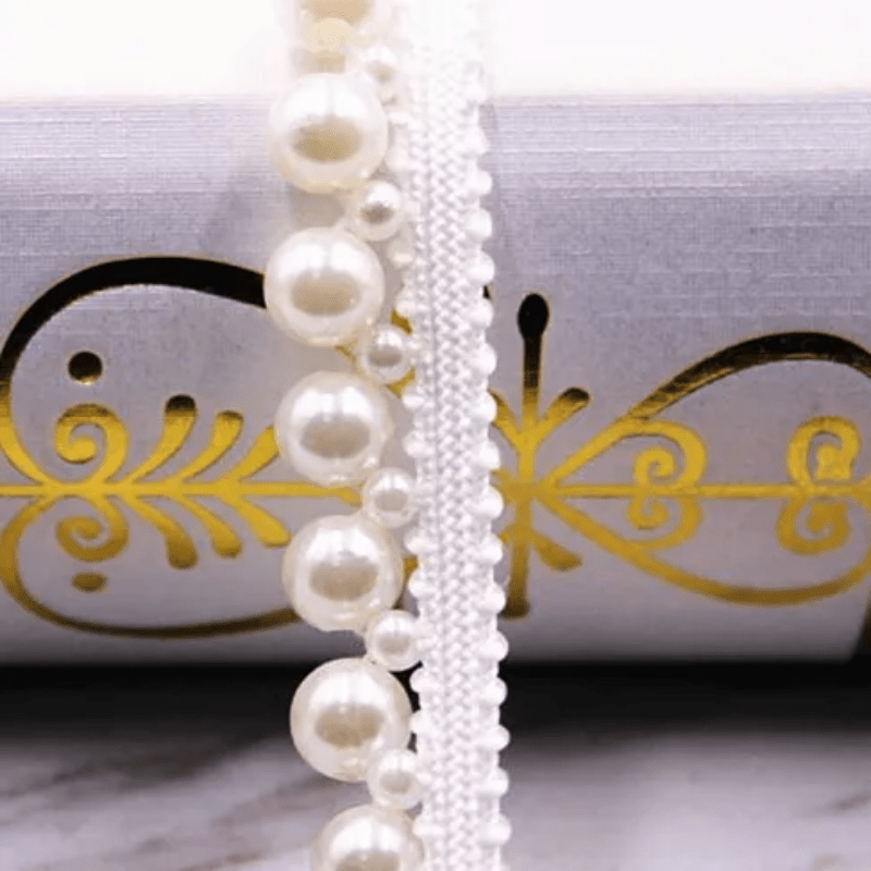 1Yard Pearl Beaded Trim Lace Collar Ribbon Clothing Wedding Dress Sewing  Crafts~