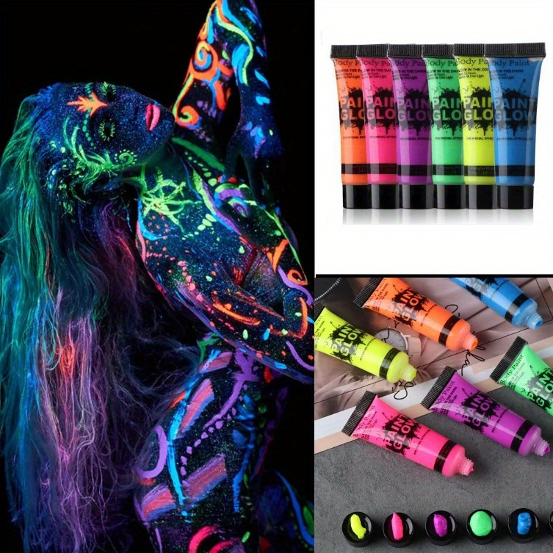 Neon Face Paint, Glow In The Dark Face Paint, 15ml(0.68 Fl Oz) Neon Body  Paint Color, Bonus Uv Flashlight, Blacklight Paint, Neon Body Paint -  Reactive To Uv Light