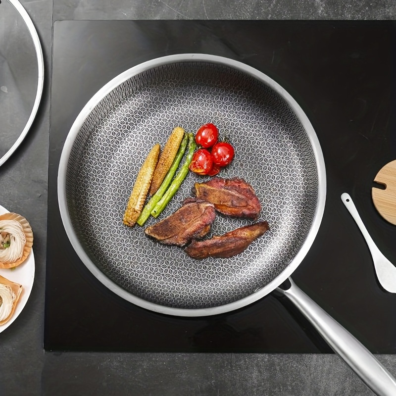  Cookware - Sartén de acero inoxidable, sartenes de grado  profesional para cocinar, sartén de acero inoxidable con revestimiento de  tres capas, suministros de cocina de 9 a 12 pulgadas (color 