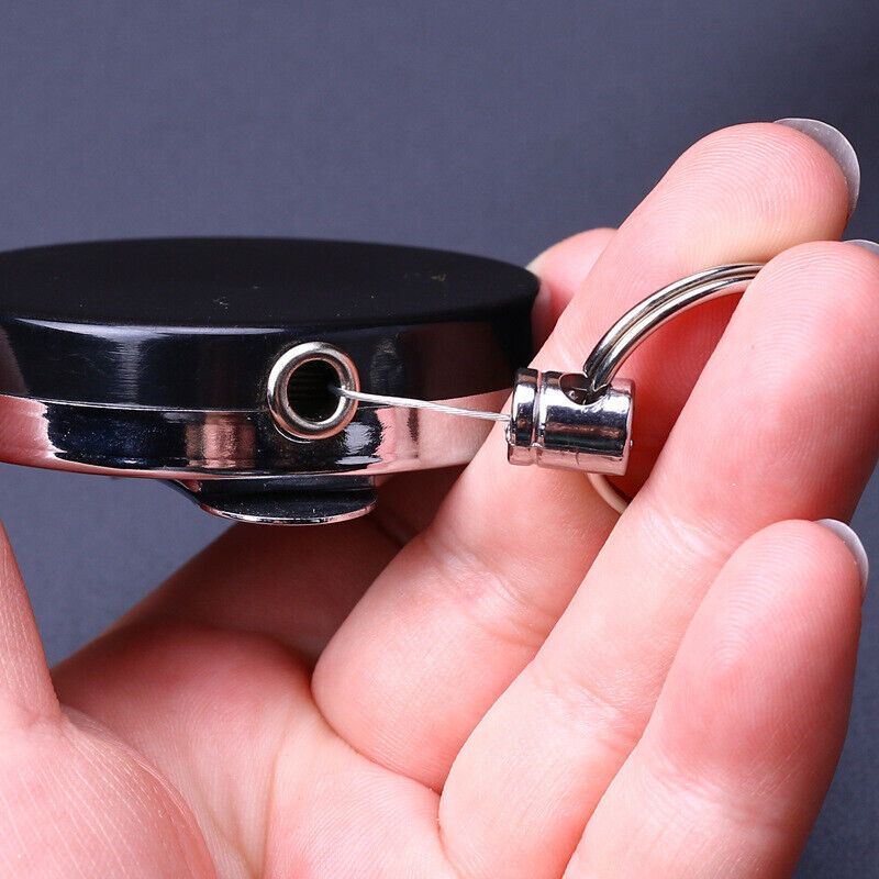 65cm Retractable Keyring Metal Wire Keychain Clip Pull Recoil