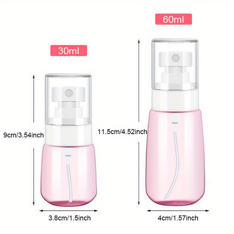 2 Oz Pink Spray Bottles Set of 3 Empty Small Plastic Bottles With Black  Fine Mist Atomizer 