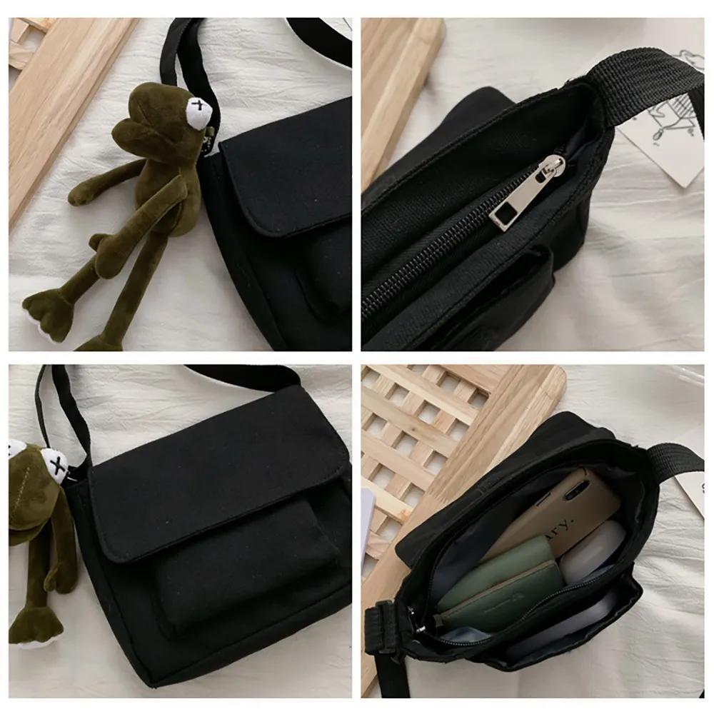 Casual Canvas Crossbody Bag, Simple Solid Color Messenger Bag, Small  Shoulder Flap Purse - Temu