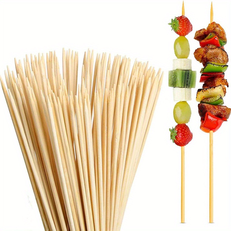Garsum BBQ Bamboo Skewers, 12 Inches Wooden Skewers for Assorted Fruits,  Kebabs, Grill,Suitable for Kitchen, Party, Food Catering and Crafting (100