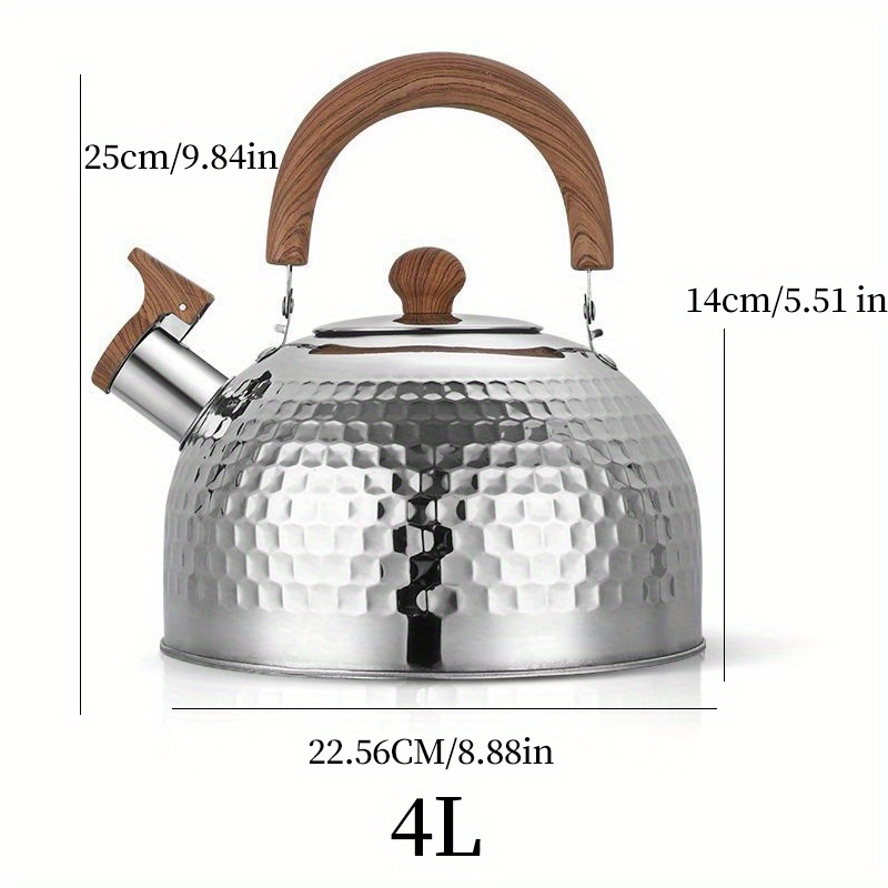 Stainless Steel Kettle Whistling Tea Kettle Coffee Kitchen Stovetop  Induction for for Home Kitchen Camping Picnic 4L