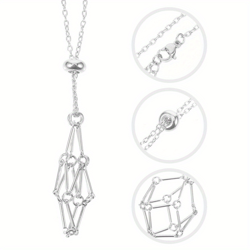 Interchangeable Crystal Holder Cage Necklace Silver Color Stone Holder  Necklace Party – the best products in the Joom Geek online store