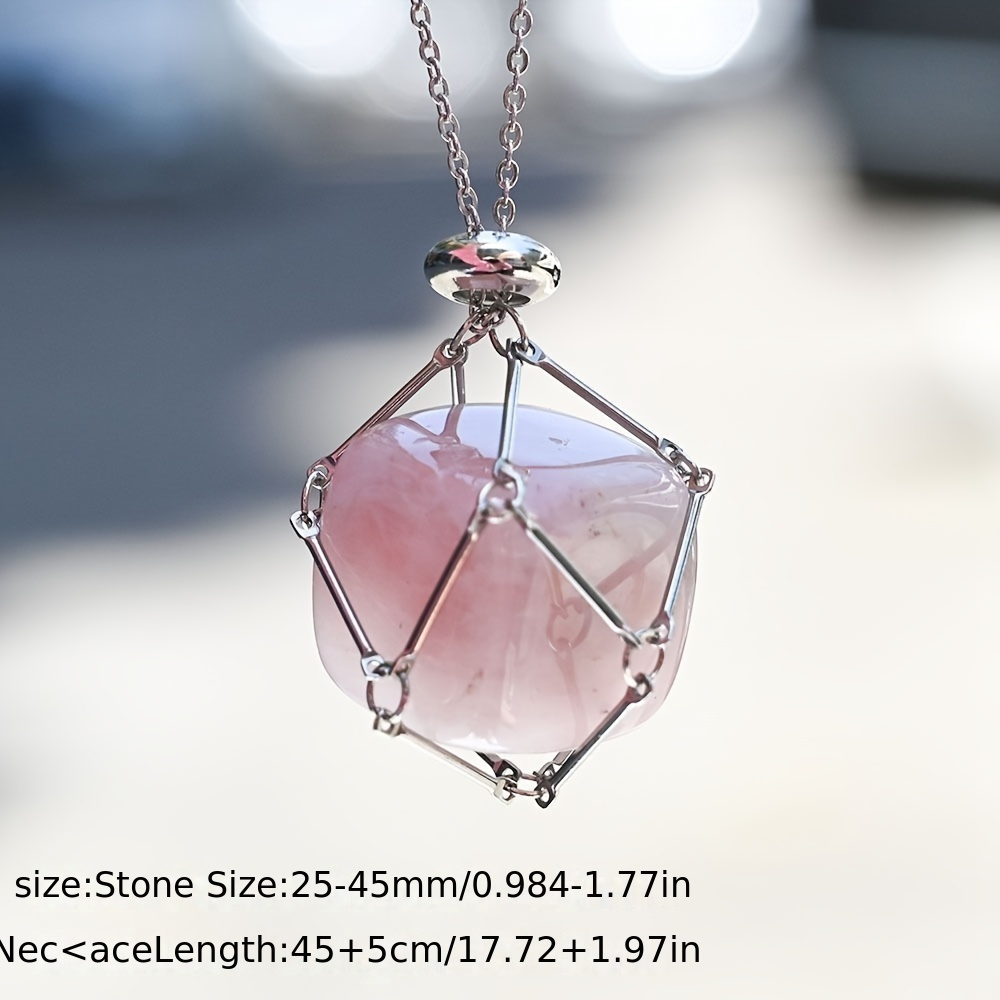 Crystal Stone Holder Necklace / Silver