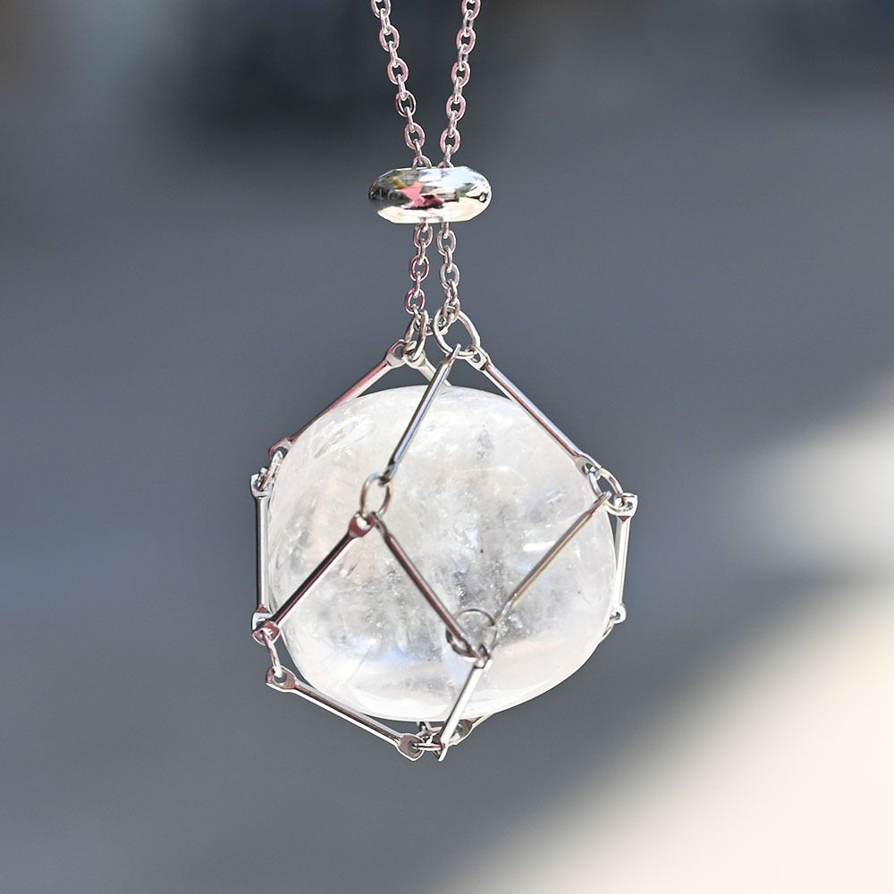 Copper Crystal Holder Cage Necklace Interchangeable Necklace Accessories  Crystal Net Metal Necklace Natural Stone Silver Color - AliExpress
