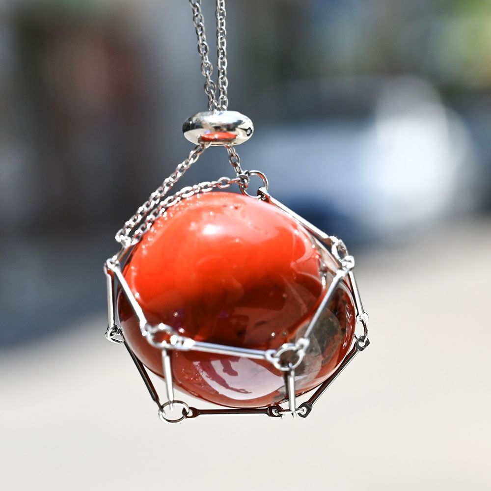 Copper Crystal Holder Cage Necklace Interchangeable Stone Holder