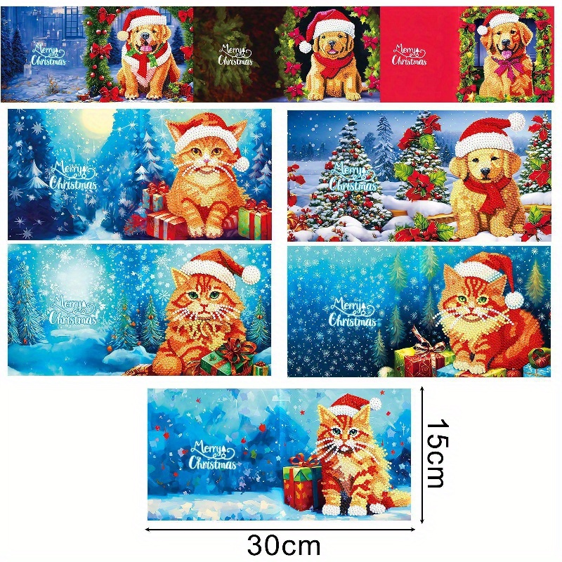 8pcs DIY Greeting Card Special-shaped Diamond Painting Christmas Postcards