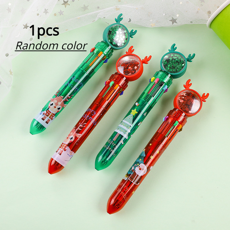 Random Color Christmas Ballpoint Pens Colorful Pens Writing - Temu