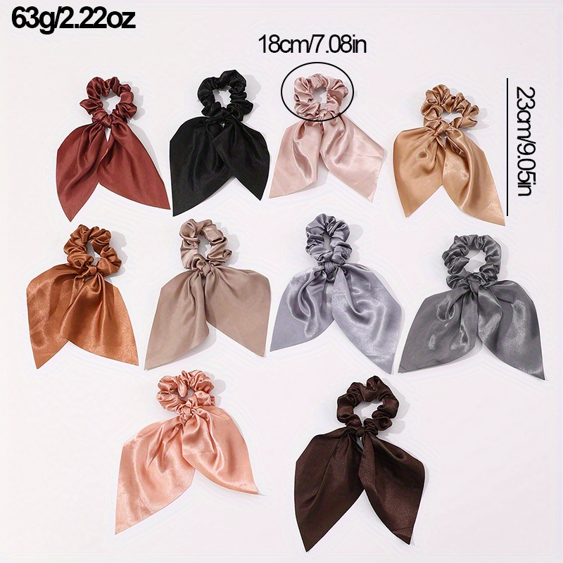 DIY Bow Satin Long Ribbon Ponytail Scarf Hair Tie Scrunchies Elastic Hair  Rope