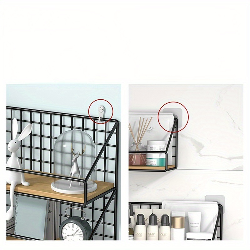 Wall Mounted Bathroom Shelves Punch free Storage Rack Shower - Temu