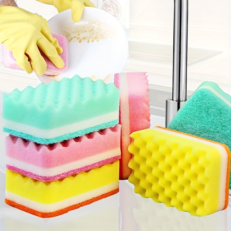 1pc Fruit Design Dishwashing Sponge, Kitchen Cleaning Cartoon Fruit & Thick  Scouring Pad, Pot Scrubber Sponge