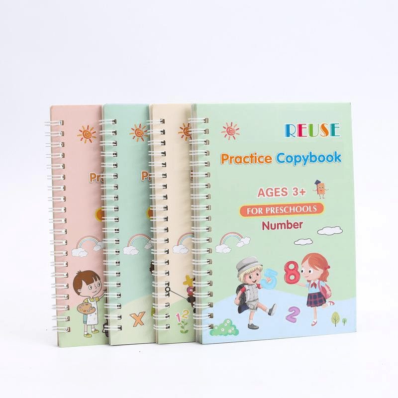 4 Pack Large Magic Practice Copybook for Kids,Reusable Handwriting  Workbook,Grooves Calligraphy Practice for Preschoolers,Pen Control Writing  Skill Practice,Auto Disappearing Ink Pen for Beginner : : Office  Products