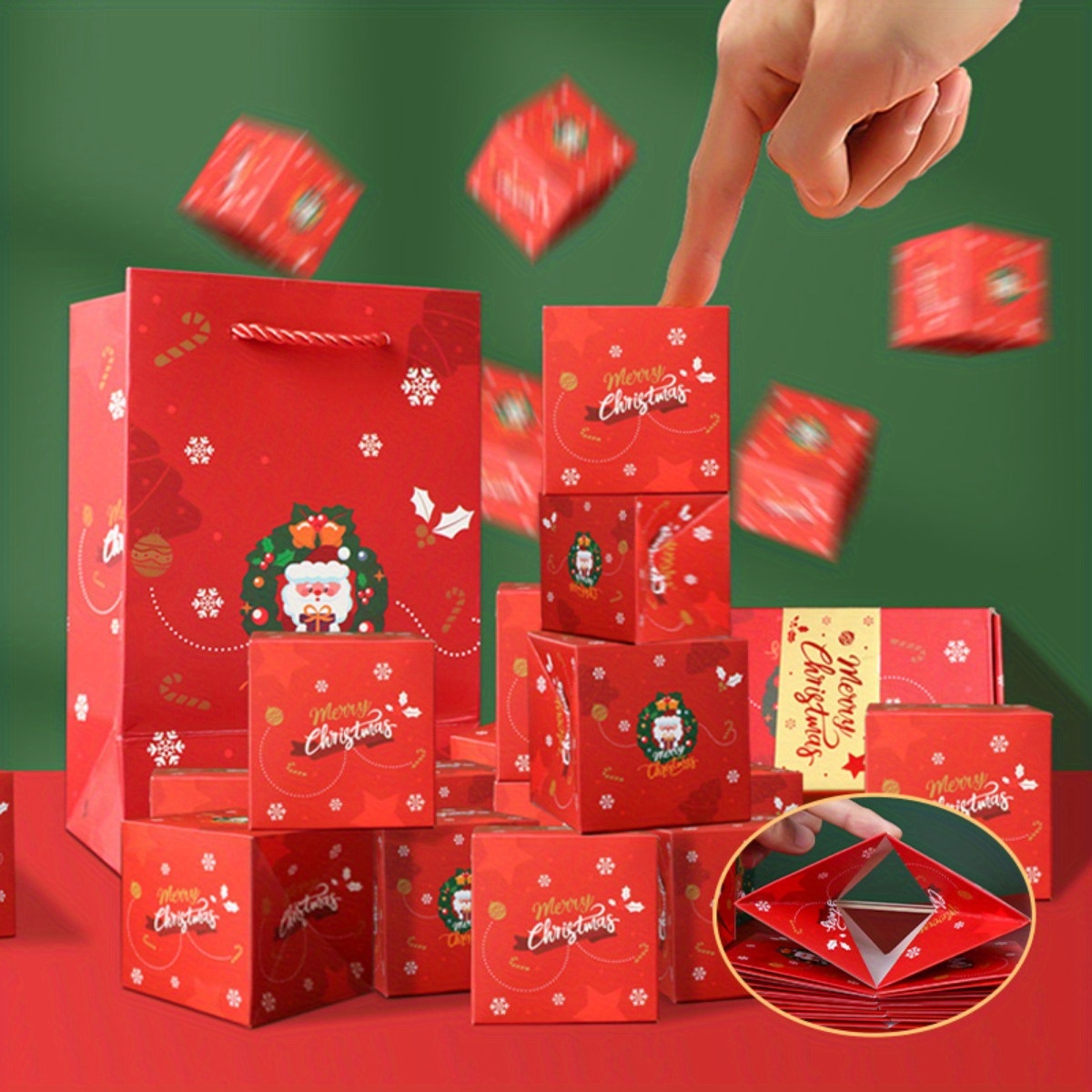  Caja de Navidad sorpresa, juego único de cajas de regalo rojas,  caja de regalo sorpresa explosionn bonita caja creativa explosiva cajas de  rebote para regalo de Navidad, vacaciones, cumpleaños, Acción de