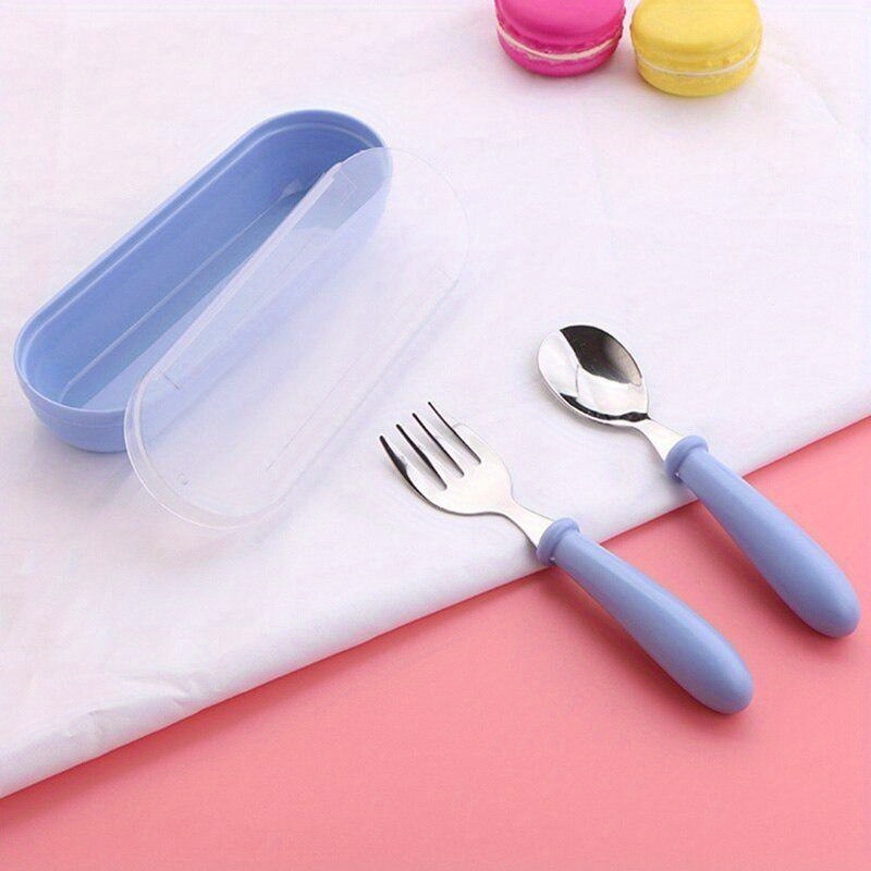 Baby Tableware Set Children Spoon Forks Box Kids Stainless - Temu