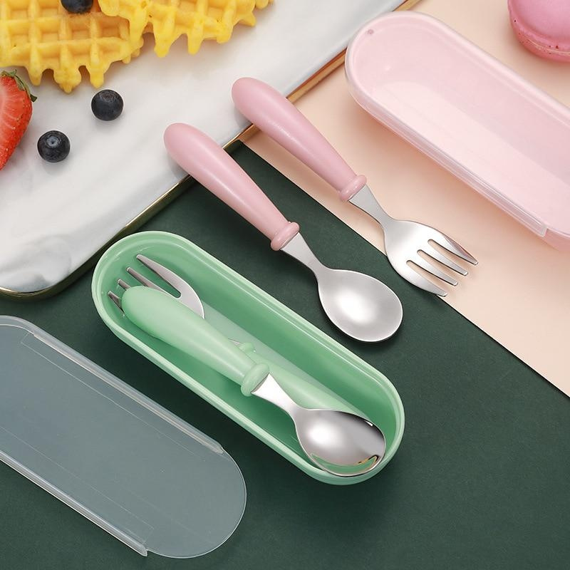 Spoon Forks Box Cutlery Portable Baby Feeding Utensils Baby Spoons Baby  Tableware Set For Restaurants - Temu