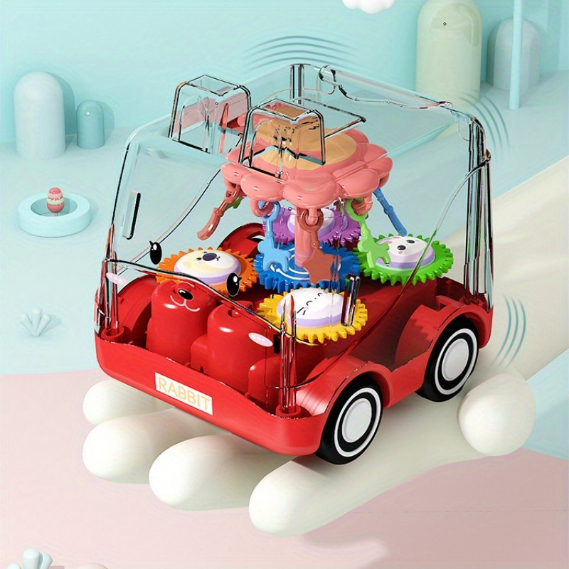 Inertia Toy Cartoon Gear Drop Resistant Bus Toy Car Gift