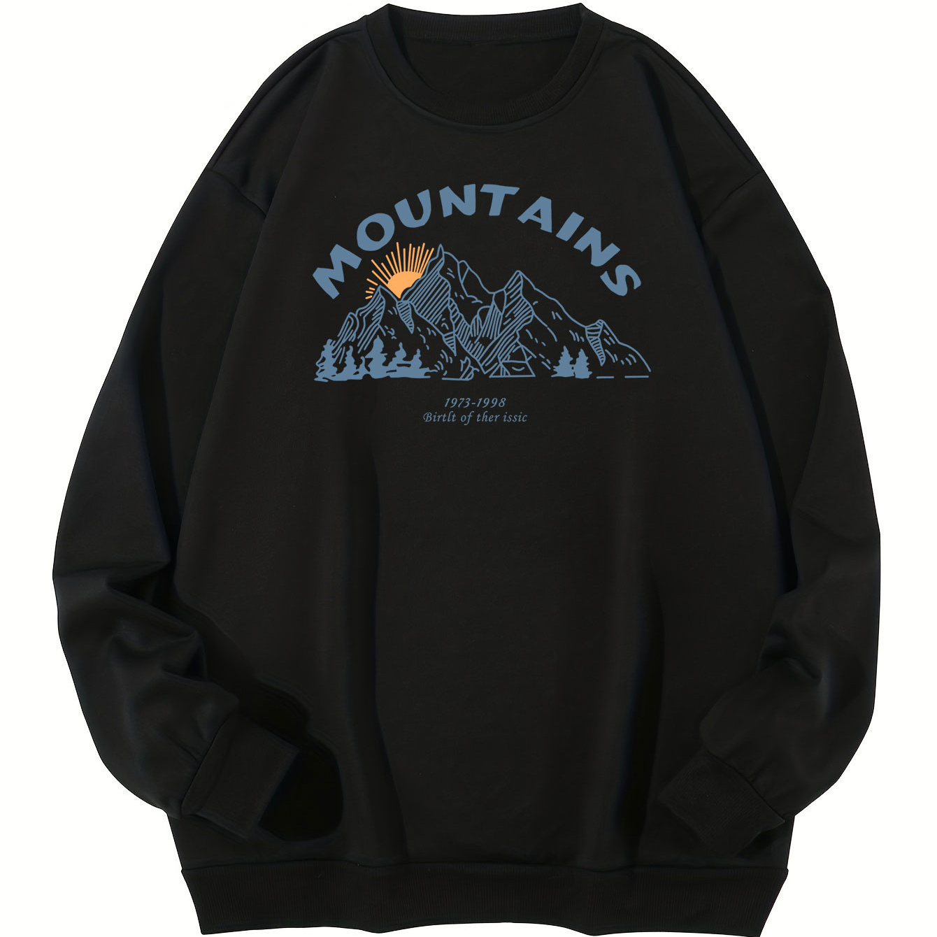 

Plus Size Men's Mountain Print Sweatshirt Oversized Crew Neck Pullover For Fall Winter, Men's Clothing