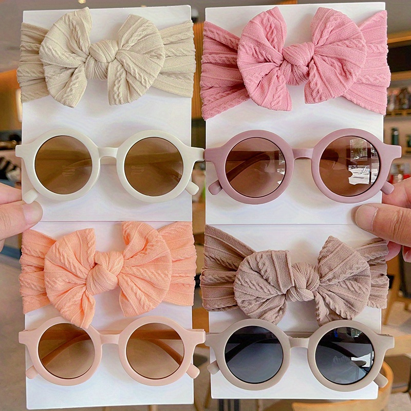 

2/4pcs Set Children's Cute Glasses Headband Set, Bow Hairband, Round Frame Glasses, For Boys Girls Decors Photography Props, Ideal Choice For Gifts