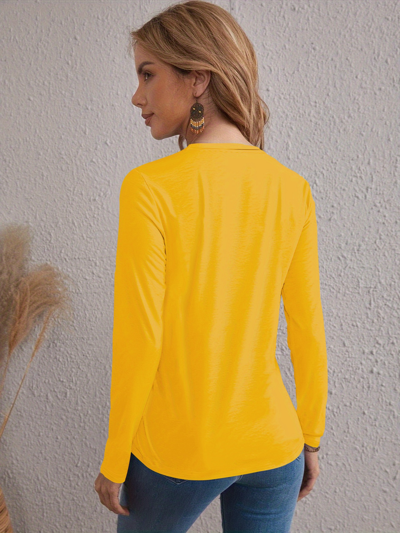Plus size yellow long sleeve shirt on sale