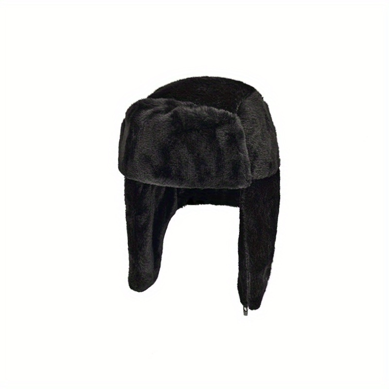 Men Trapper Hat Thermal Faux Fur Lined, Winter Windproof Bomber