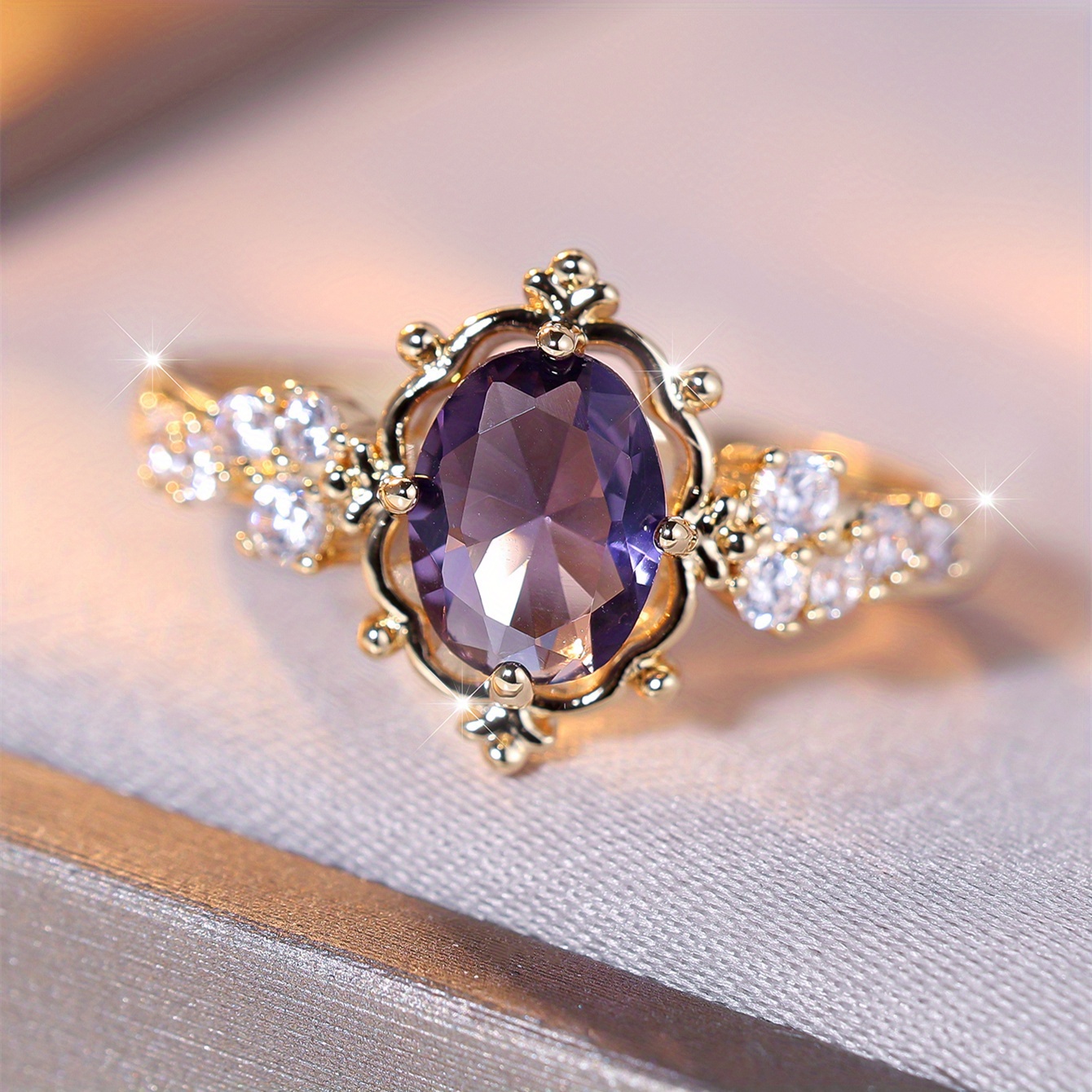 Vintage Egg Shape Zirconia Engagement Ring