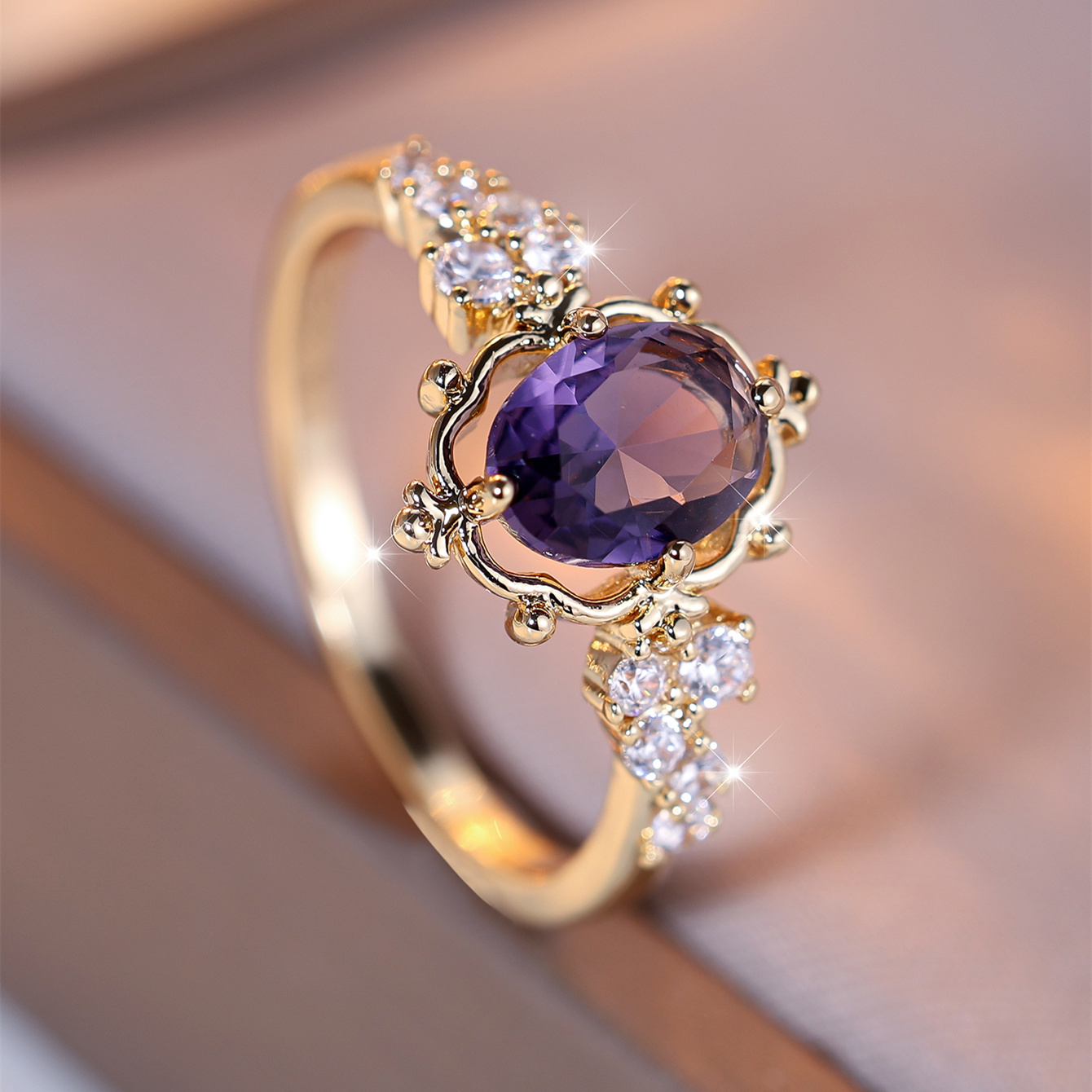 Vintage Egg Shape Zirconia Engagement Ring