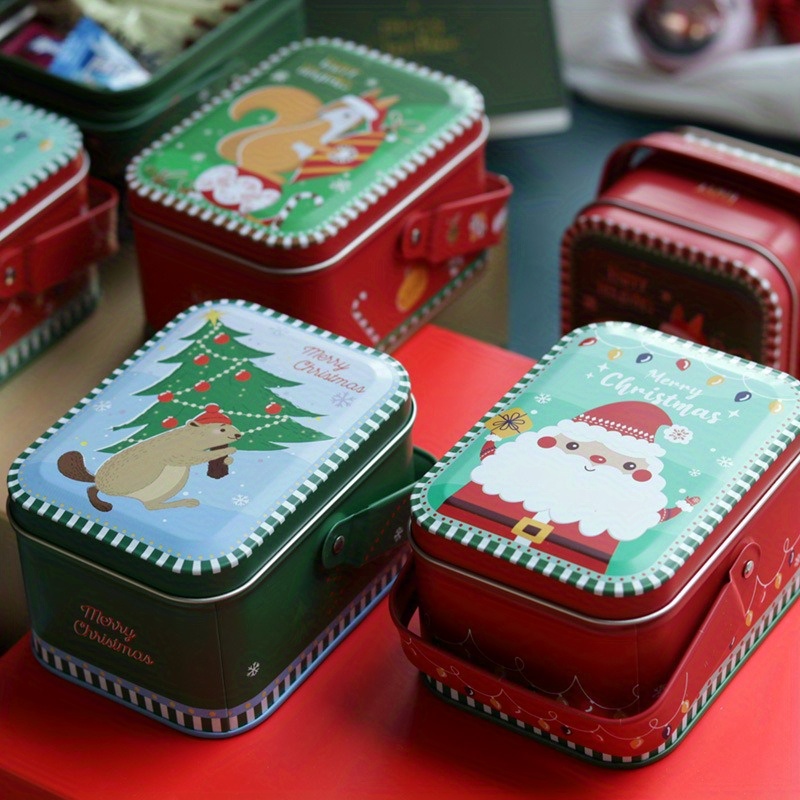 Metal Tin Box with Lid Biscuit Tin Box Rectangular Storage Container Candy  Tin Christmas Cookie Tin Wedding Easter Baking 