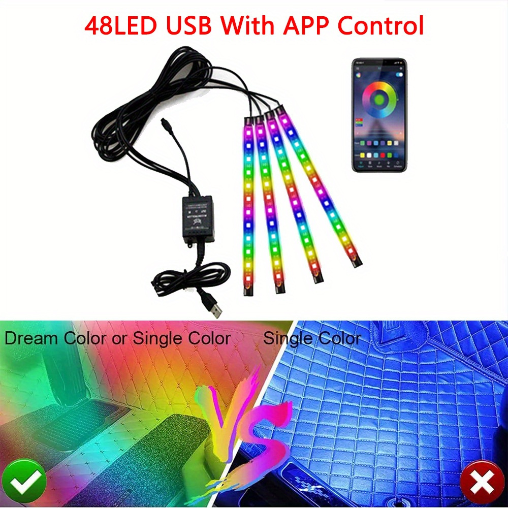 Bluetooth App Controlled 48 Led Atmosphere Light Multicolour Music