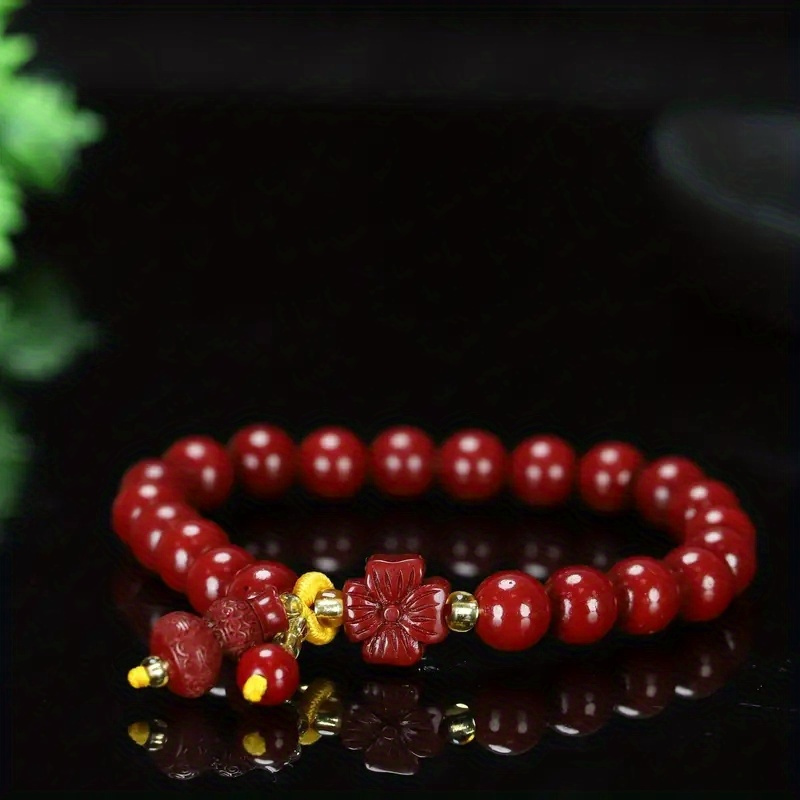 Buddha Charm Red Cinnabar Beaded Bracelet